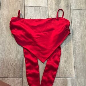 Forever 21 Red Satin Crop Top